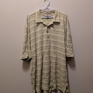 Tommy Bahama Olive Striped Button Polo (Silk Blend)